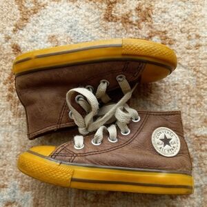 Converse Kids Brown Leather High-Top Sneakers